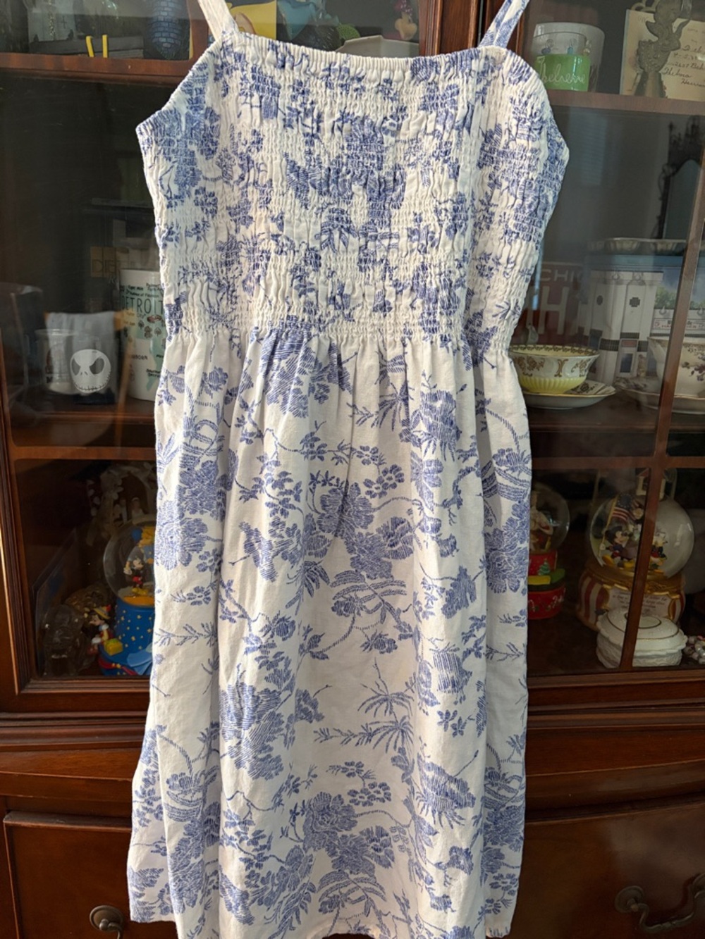 Universal Thread White Mini Dress with Blue Floral Print